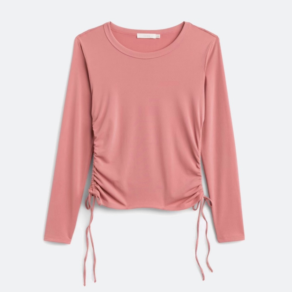 Pink Ruched-Side Knit Top